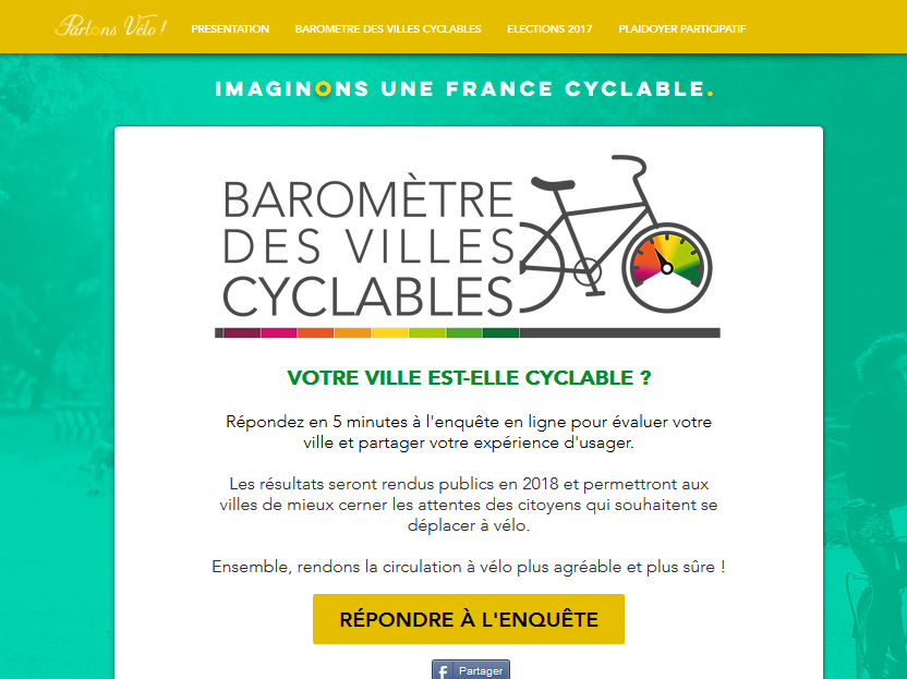 www.parlons-velo.fr Baromètre des villes cyclables