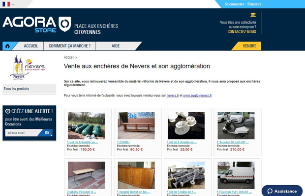 La plateforme de vente aux enchères de la Ville de Nevers et de Nevers Agglomération. Agorastore