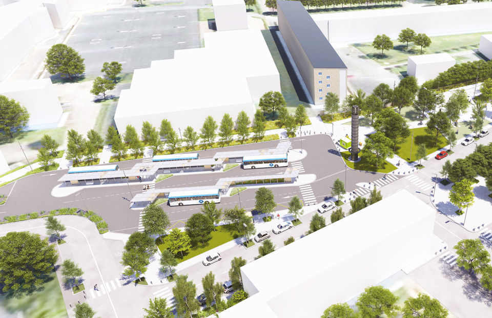 © Ville de Nevers La création du pôle d’échanges multimodal du Banlay organise en profondeur les transports dans le secteur délicat des lycées.