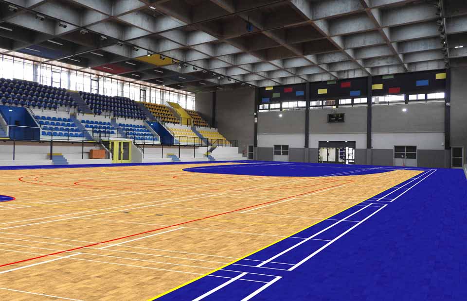 Le futur parquet de la Maison des sports à la rentrée 2019.