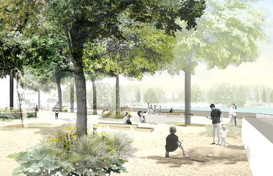 © Nièvre Aménagement Projection de la nouvelle place Mossé, partie haute.