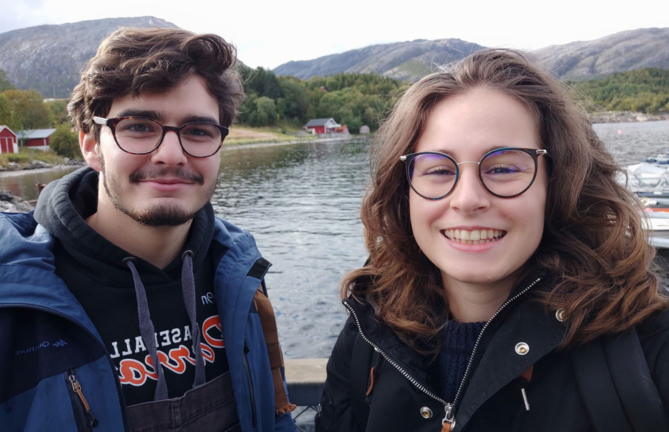 Valentin et Camille, volontaires européens partis en mission de 10 mois en Norvège.