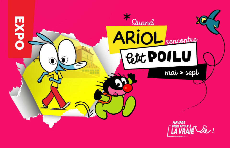 © Ville de Nevers "Quand Ariol rencontre Petit Poilu", les deux héros de bandes dessinées pour enfants aux aventures drôles et farfelues sont à la médiathèque Jean-Jaurès !