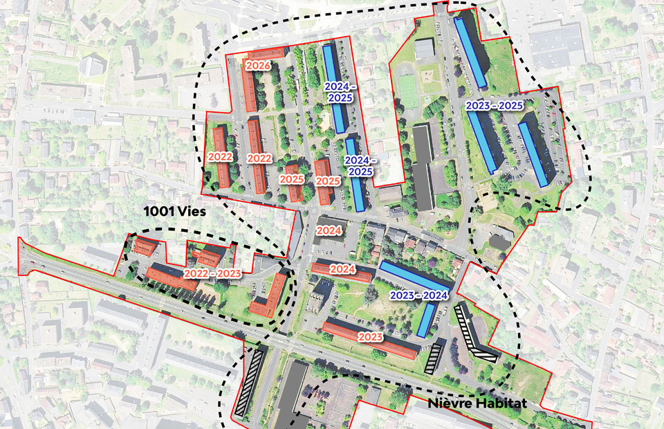 © Ville de Nevers - Laboratoire des projets et des innovations Habitat social : les déconstructions et réhabilitations à venir dans le cadre du NPNRU du Banlay.