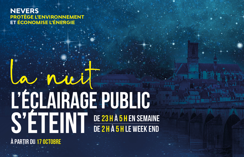 © Ville de Nevers A partir du 17 octobre, l'éclairage public s'éteint de 23 h à 5 h en semaine et de 2 h à 5 h le week end.
