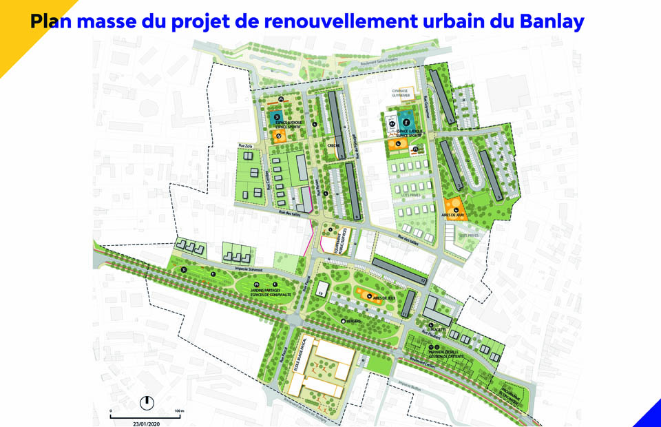 Plan masse du projet du NPNRU du Banlay (2021-2026)