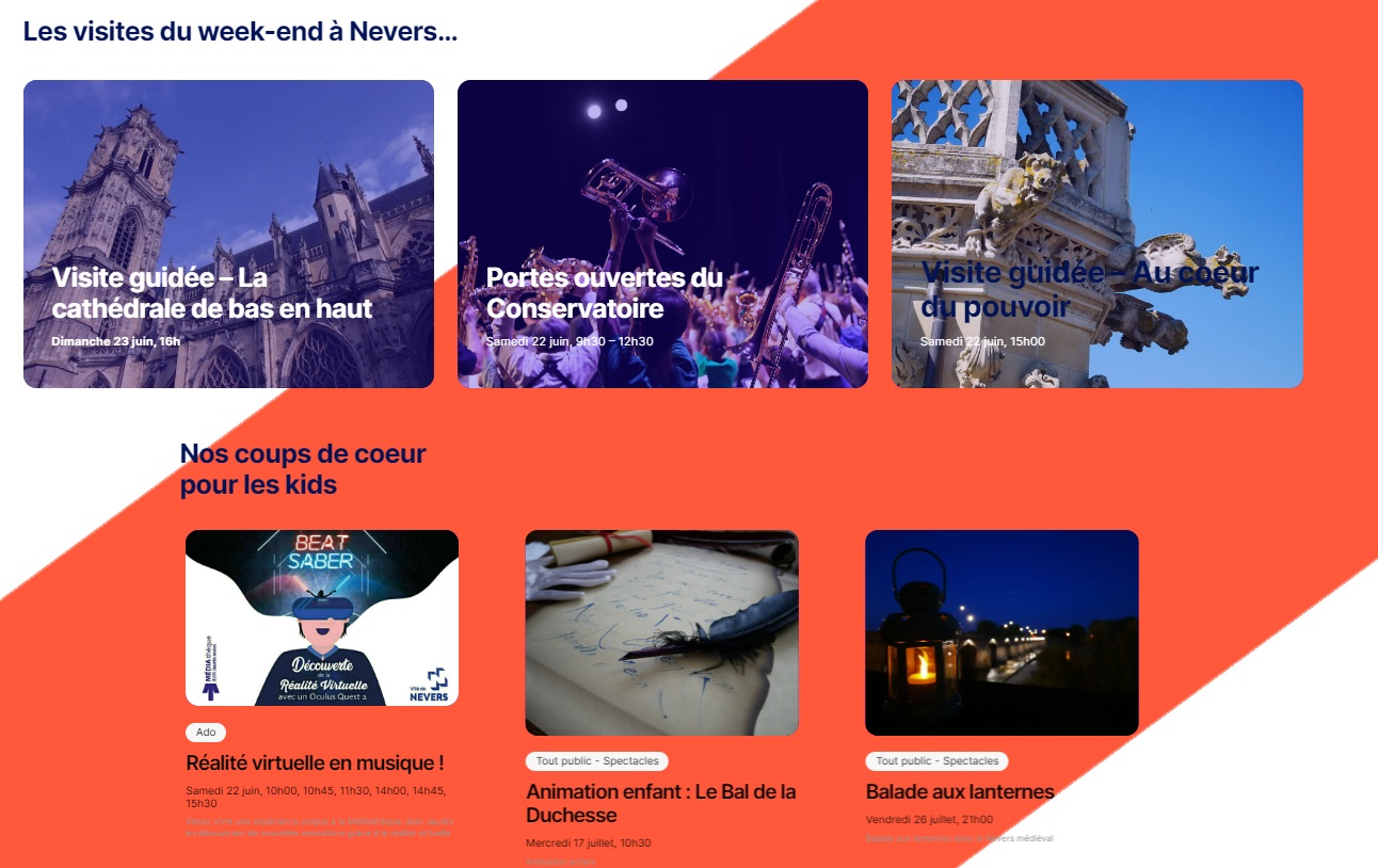 Des idées de sorties culturelles en 1 clic Sorties du week-end et Coups de coeur pour les kids, deux nouvelles rubriques du portail culture de la Ville de Nevers, pour ne plus manquer d'idées de sortie !