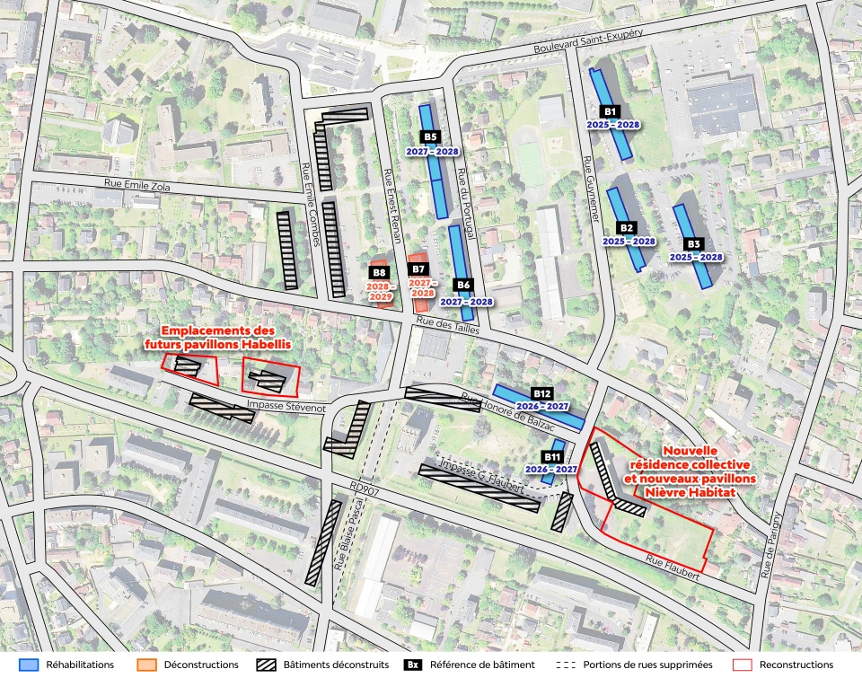 Cartographie des déconstructions et réhabilitations dans le quartier du Banlay (2026-2029*).