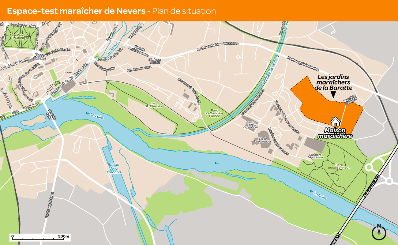 Plan de situation de l'Espace-test maraîcher