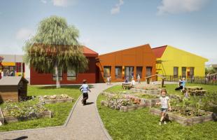 Les espaces extérieurs de la future Maison de la petite enfance.