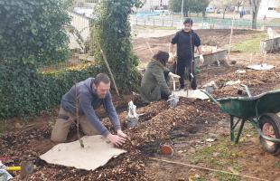 Premiers ateliers de plantation à la "Potagerie du king" au Banlay