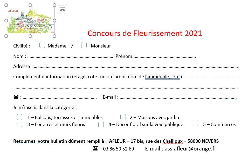 Concours de fleurissement 2021 - inscriptions