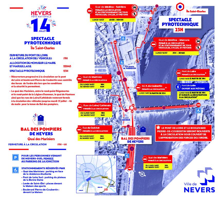 Plan de circulation pour le 14 juillet